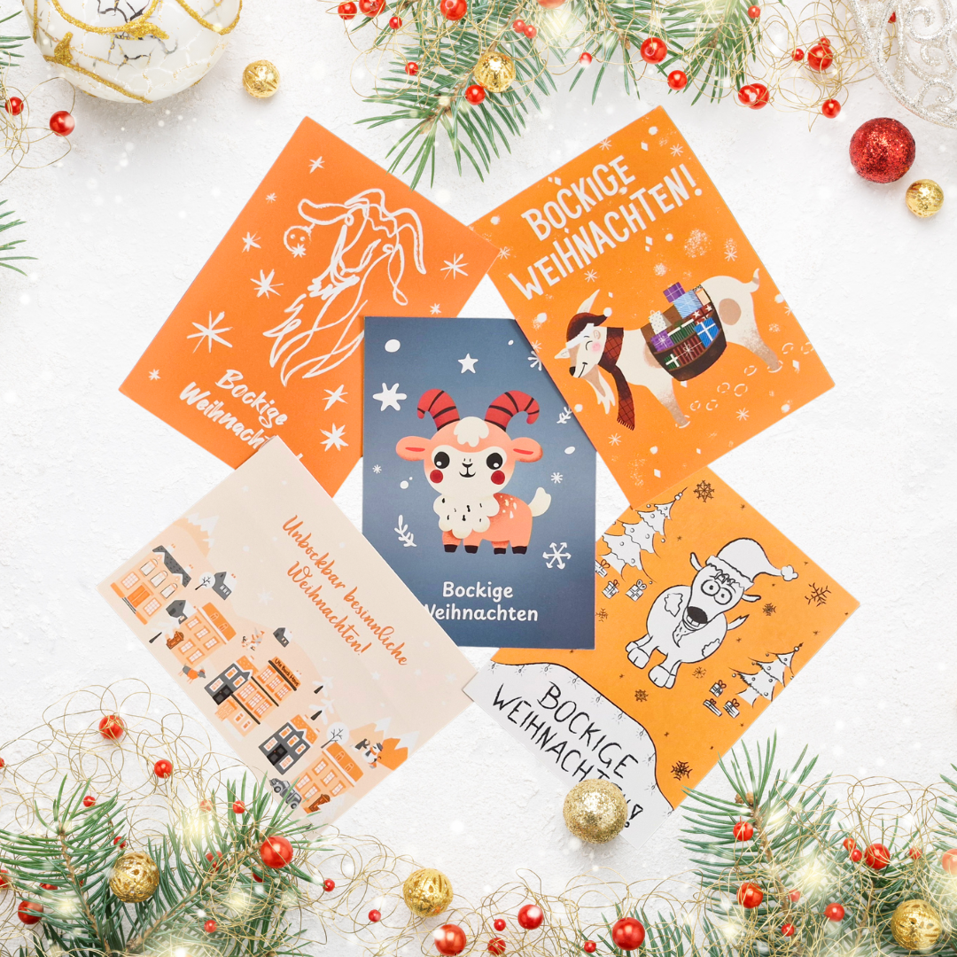 Bockige Weihnachten - Postkarten-Set - 5 Stück